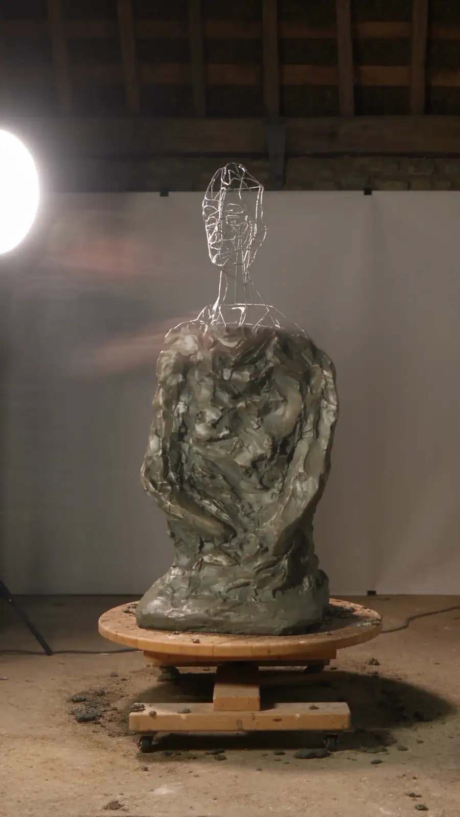 Clay pressed onto the armature