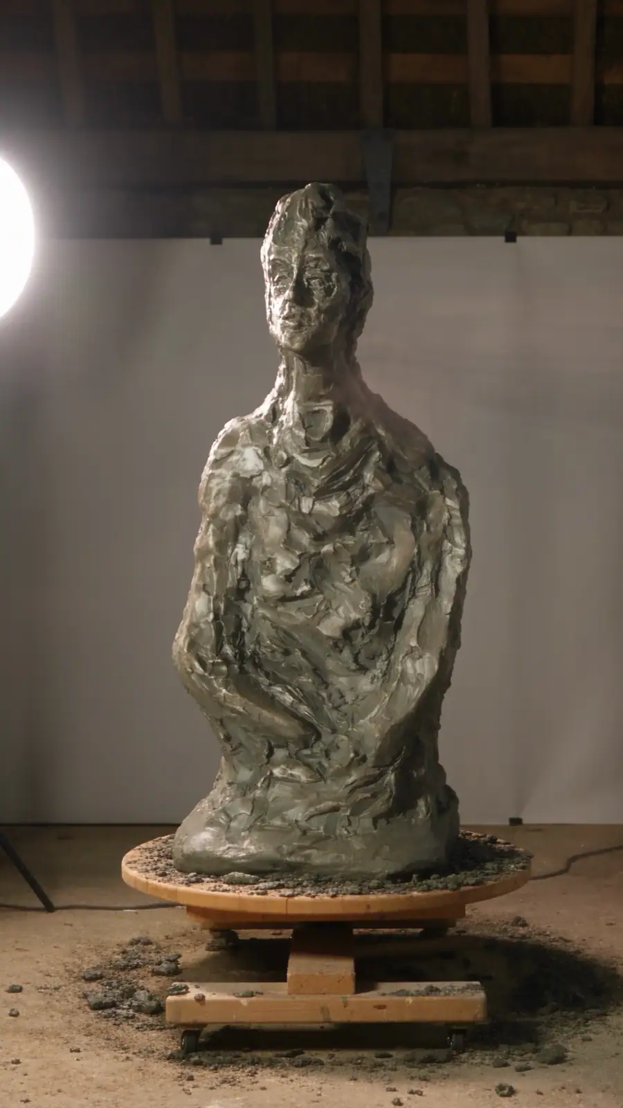 The bust modelled in clay